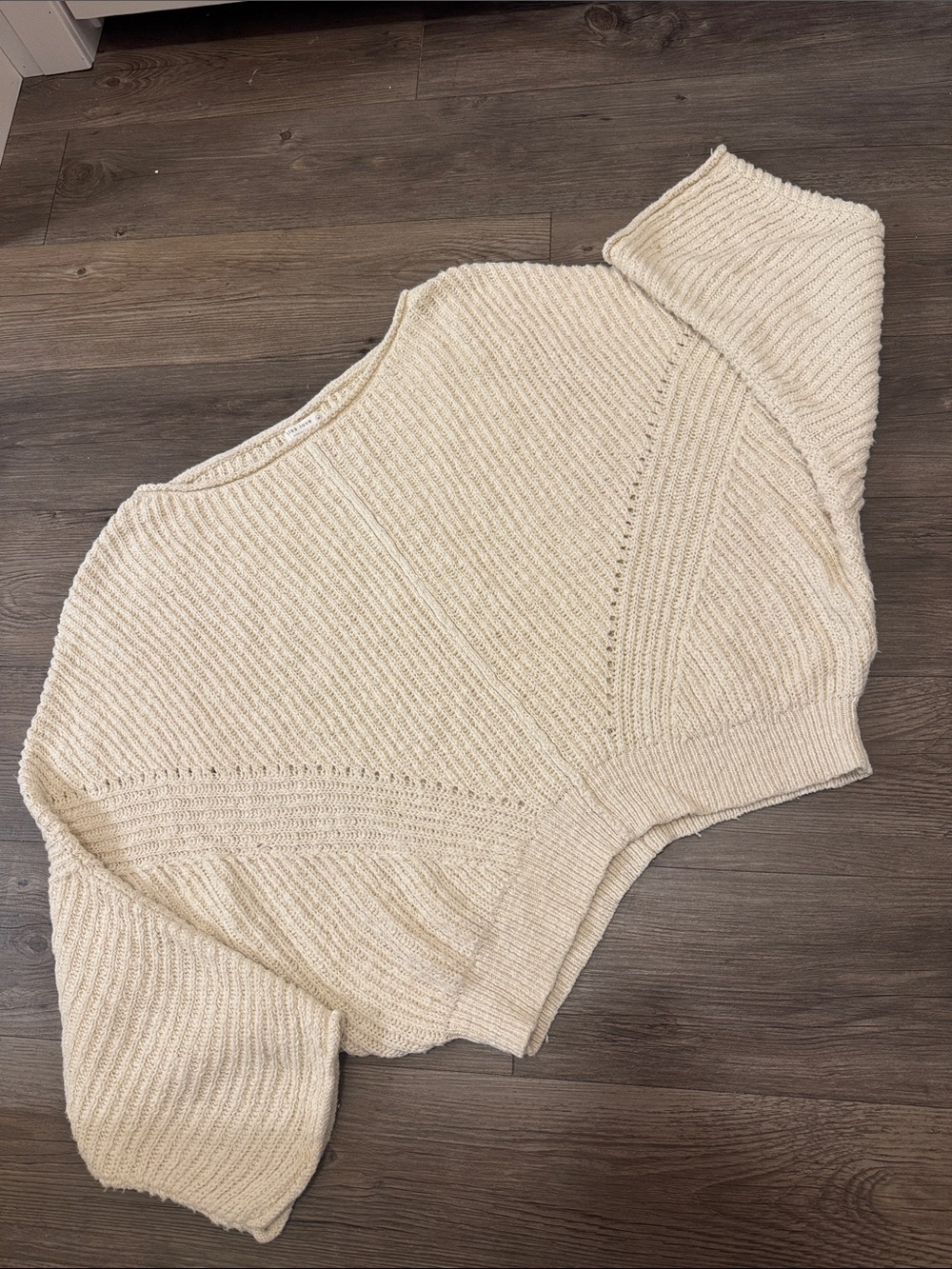 🆕 Miss Love Cropped Oversized Scoop-Neck Balloon Sleeve Knit Sweater. M. NWOT!🔥🔥